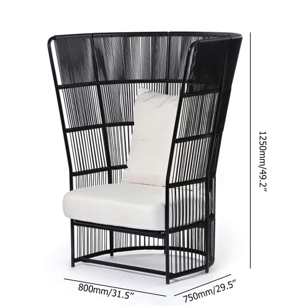 Modern Midcentury Moden Style Wingback Chair Rattan with White Cushion Pillow for Relaxing