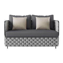 53.1 inch wide outdoor loveseat with modern aluminum and rope