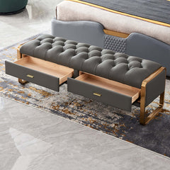 Sleek faux leather bench with hidden storage for bedroom or living room