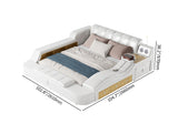 King White Smart Bed Faux Leather Bed with Massage & Speaker