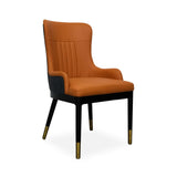 Modern Faux Leather Armed Gray Dining Chair with Metal Legs Set of 2