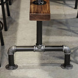Industrial Long Bar Height Table Set for 6 Wooden 7 Piece Breakfast Table and Bar Stools
