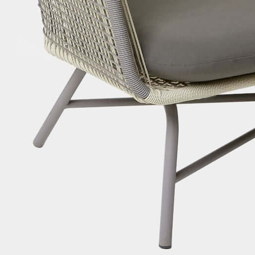 Outdoor PE rattan loveseat with metal legs and cushion pillows for patio seating