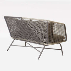 Metal Legs Loveseat with PE Rattan and Cushion Pillows for Patio