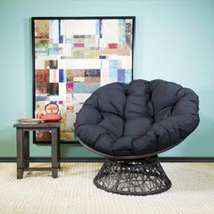 Spacious tufted swivel chair with wide seat, perfect for lounging and unwinding