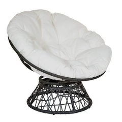 Large round papasan chair with plush tufted cushion for ultimate comfort and relaxation